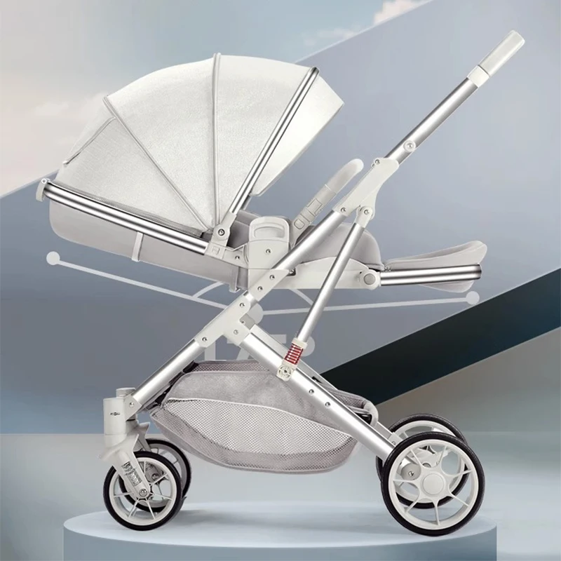 0~3 Years Old Baby Stroller Can Sit and Lie Down Two-Way Light Folding High Landscape Newborn Children One-Handed Collection