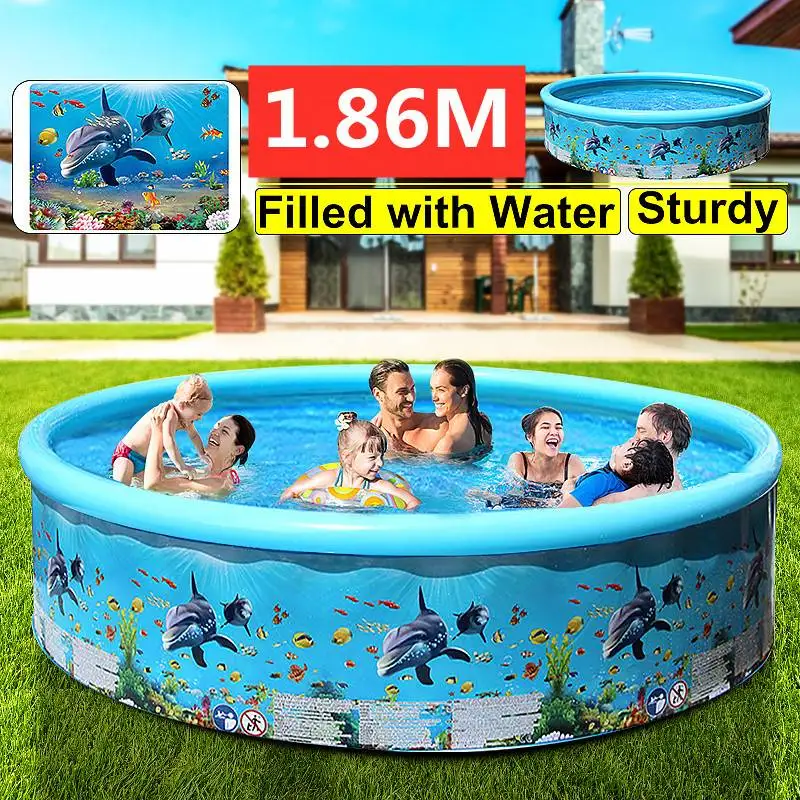2021MAX 186x40cm Children Inflatable Pool Bathing Tub Baby Kid Home Outdoor Large Swimming Pool Inflatable Square Swimming Pool