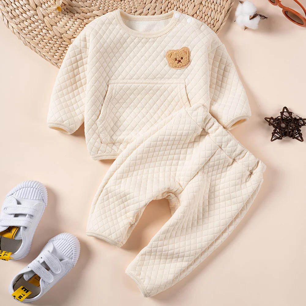 2pcs Baby Clothes Sets Autumn Baby Cute Bear Pattren Warm Clothing Set Outfits Baby Sweaters and Pants Two Piece Set