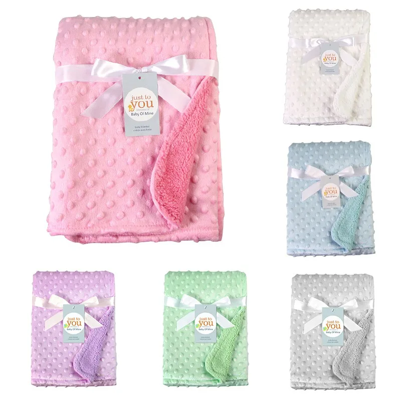 76*102CM Baby Blanket Warm Double Layer Swaddle Wrap Newborn Thermal Soft Bath Towel Baby Stroller Blanket Cover Sleepsack