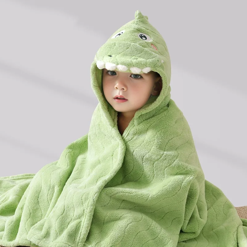 Baby Bath Towel Infant Warm Soft Skin Absorbent Quick Drying Bathrobe Cartoon Animal Hat Cape Portable Creative Shower Products
