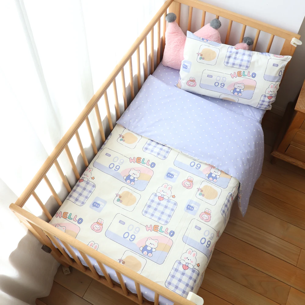 Baby Bedding Set For Newborns Pure Cotton Crib Kit Cot Bed Linen Duvet Cover Pillowcase Sheet Infant Gift Without Filler 3 pcs