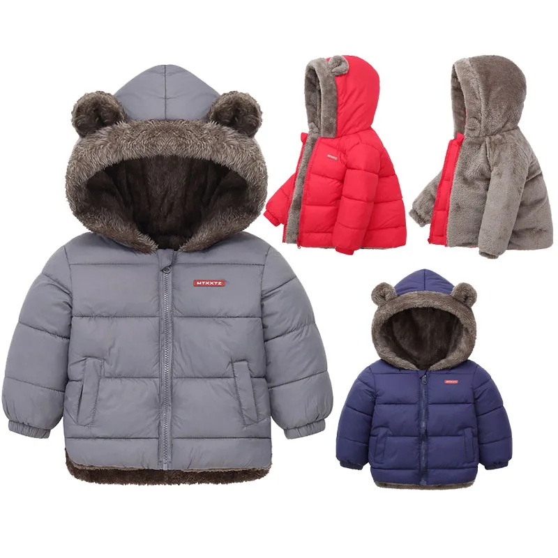 Baby Boys Girls Jacket Hooded Cotton Outerwear Children’s Thick Fleece Coat Cashmere Padded Jackets Winter Boys Girls Warm Coats