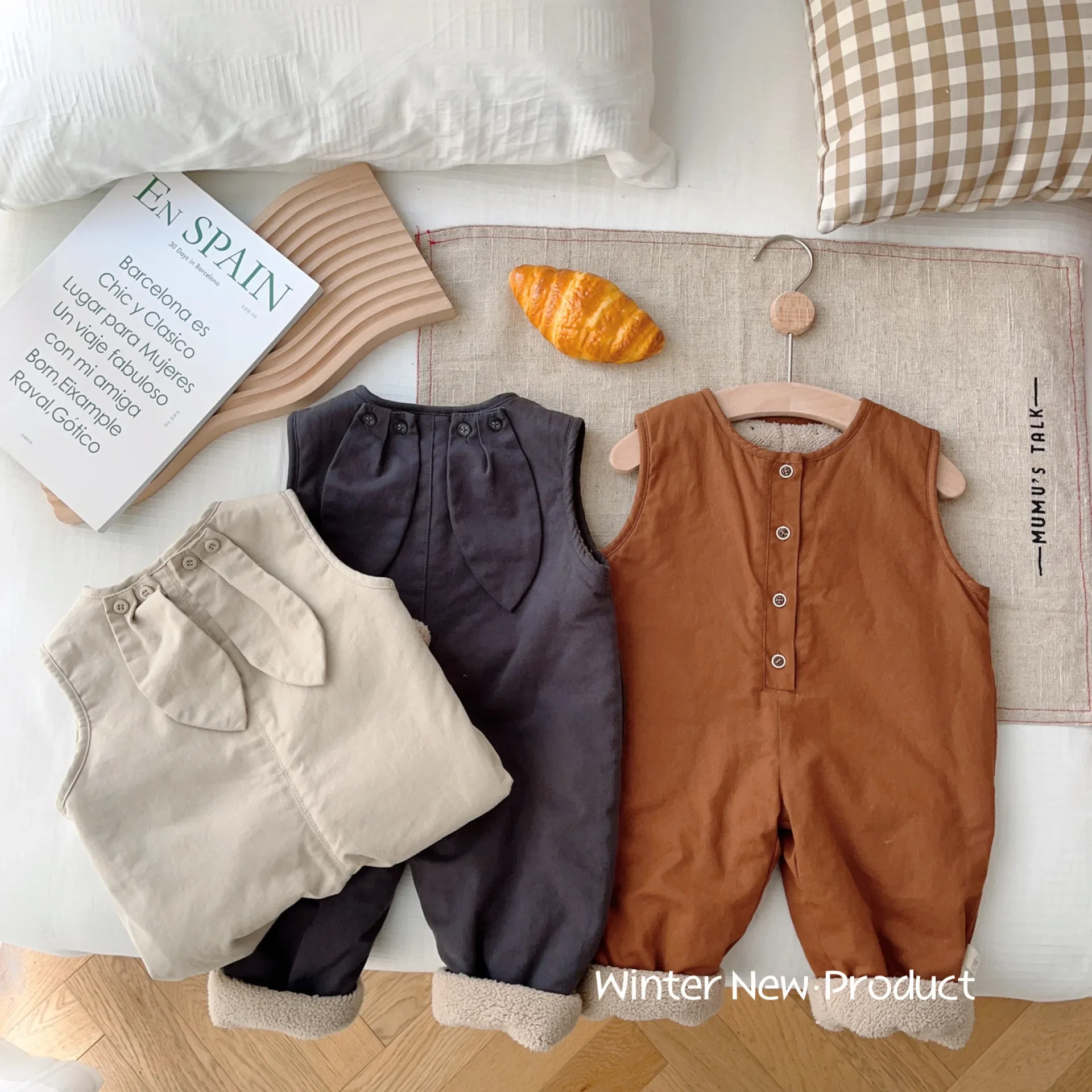 Baby Camisole Pants Winter Boys Girls Baby Lovely Solid Color Velvet Trousers Tide Round Collar Warm 2023 Sleeveless
