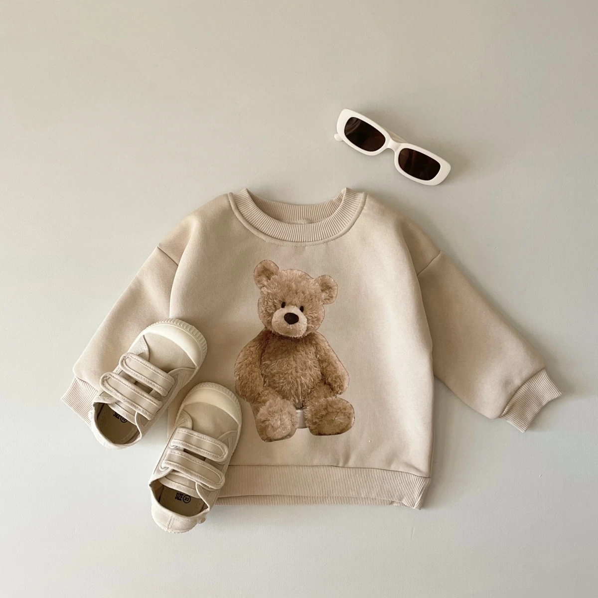 Baby Clothes Little Bear Print Casual Sweater Autumn Winter Thick Girls Shirt Boys Pullover Tops Soft Comfortable