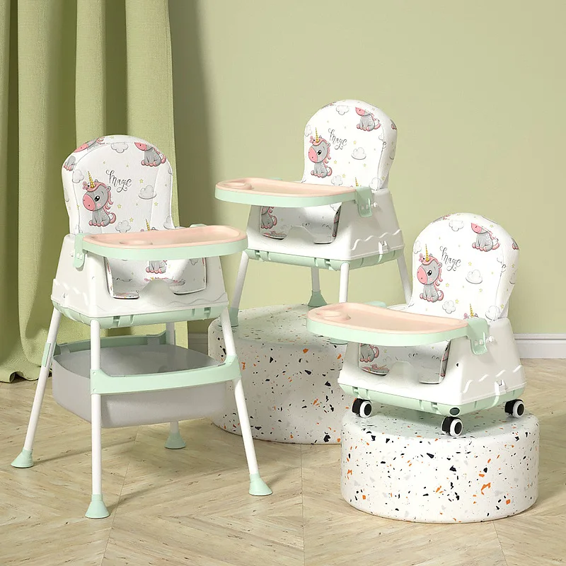 Baby Dining Chair Eat High Chair for Children Feeding Baby Table And Chair For Babies Toddler Booster Seat With Wheel 0-3Years