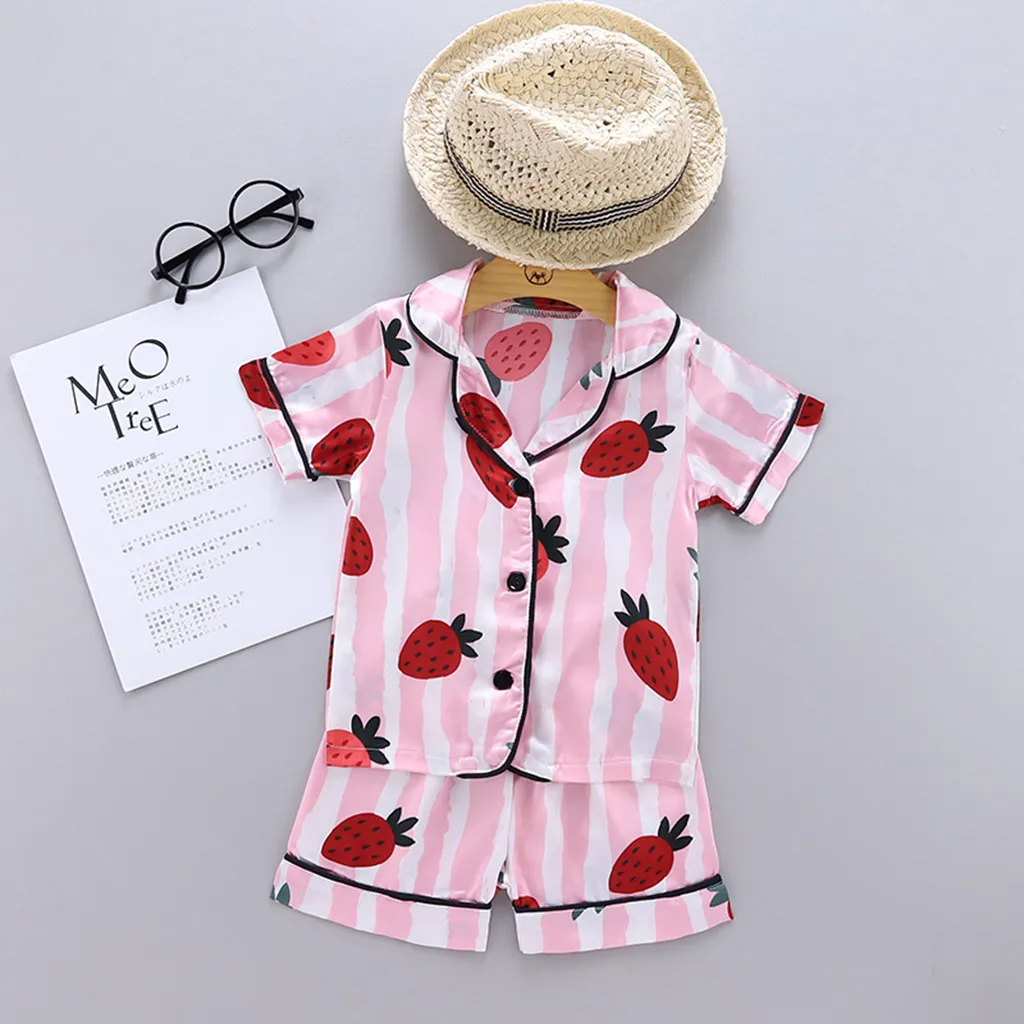 Baby Pajamas Girl Sleeve Short Cartoon Sleepwear Outfits Tops+Shorts Boy Toddler Girls Outfits&Set Warm Baby Pajamas