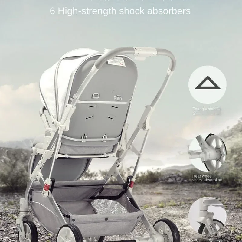 Baby Stroller Newborn Baby Two-way Swivel Seat High Landscape Lightweight Folding Stroller Can Sit and Lie Down Stroller
