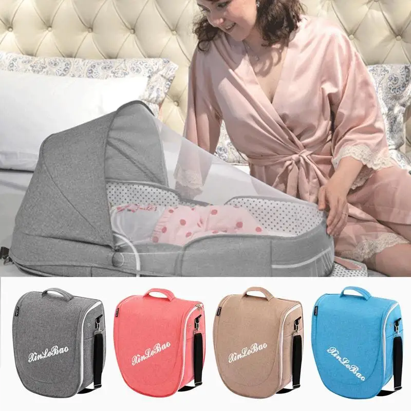 Baby Travel Bed Portable Baby Nest For Boys Girls Foldable Crib Travel Bed Breathable Mesh Nets And Bedside Sleeper Newborn Bed