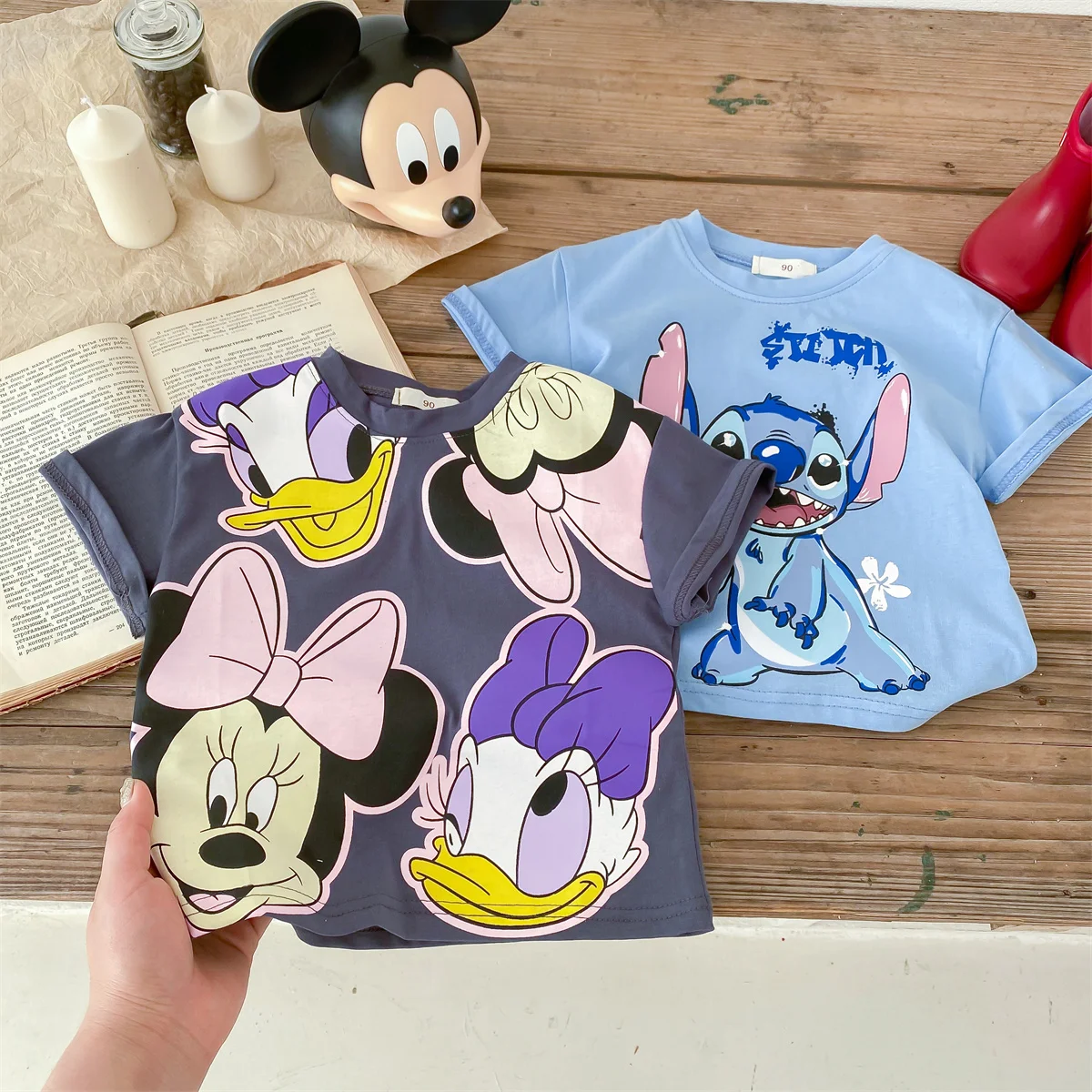 Cartoon Children’s T-shirt Minnie Mouse Kids Clothing Summer Tees Tops Baby Girls Short-sleeved Disney Printed Tshirts 1-6 Age