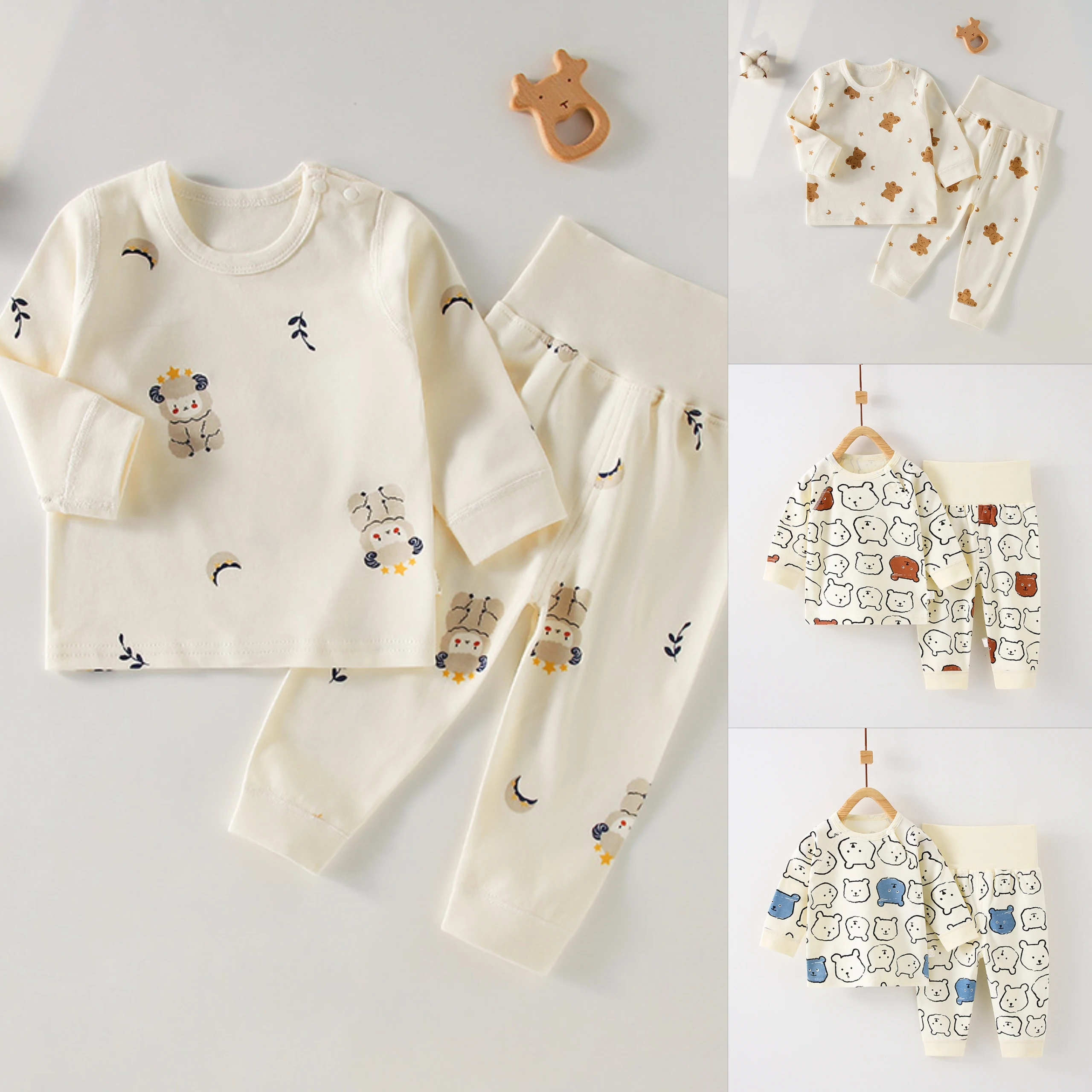 Children’s 2-Piece Set Of Cotton Pyjamas Underwear Boneless A Toddler Long-Sleeved Trousers Baby Clothes Baby Clothes Homewear