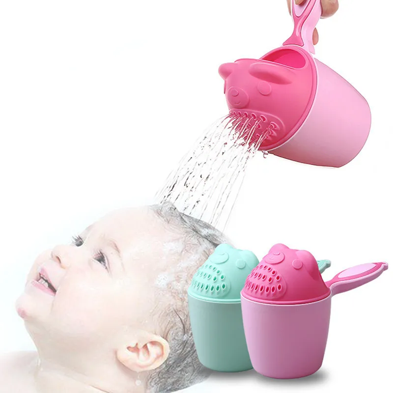 Children’s shampoo cup, baby foam bath shampoo cup Flower pot waterer (blue, pink）