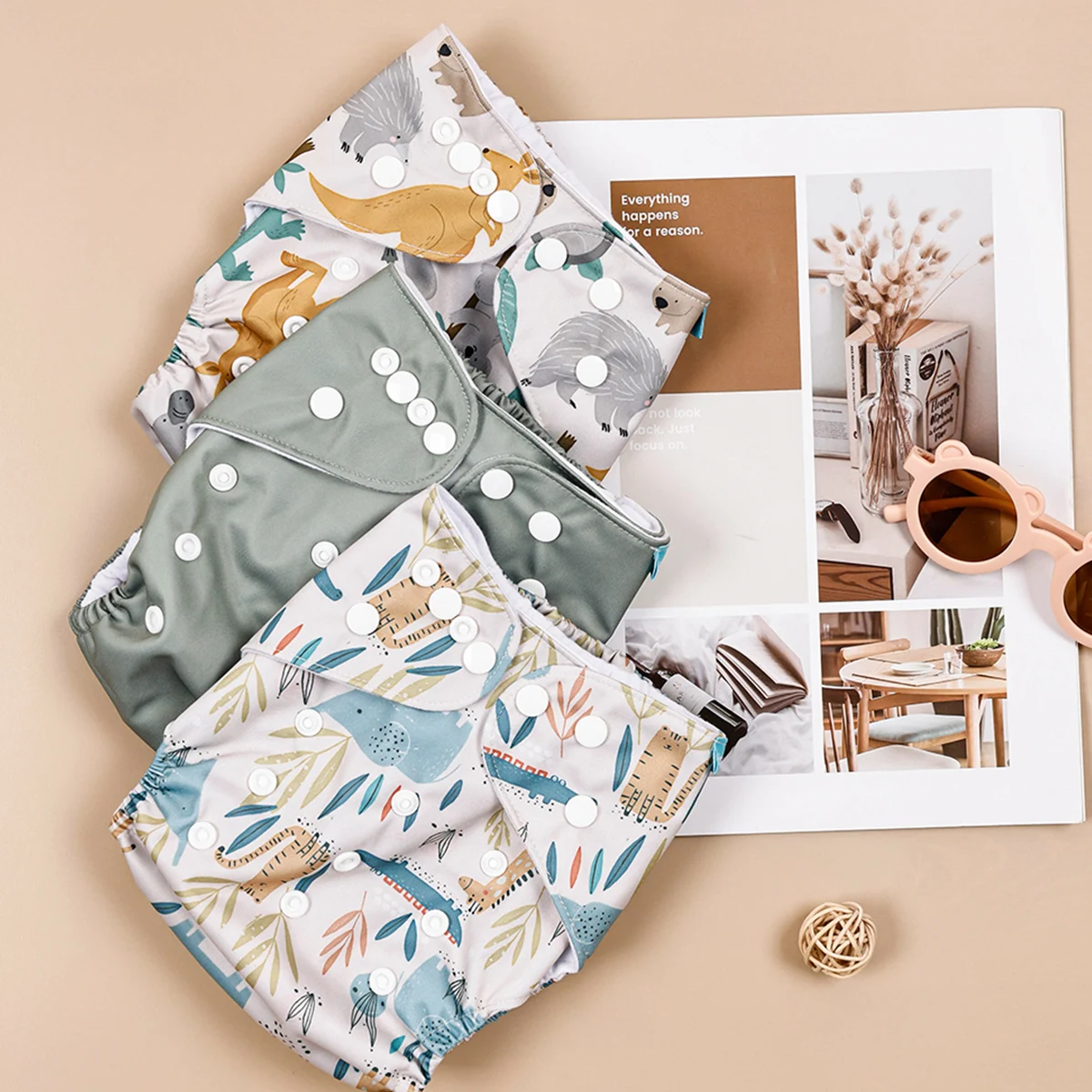 Happyflute 3-15KG 3Pcs Set Pocket Diaper Suede Cloth Inner Washable&Reusable Absorbent Ecological Adjustable Baby Nappy Cover