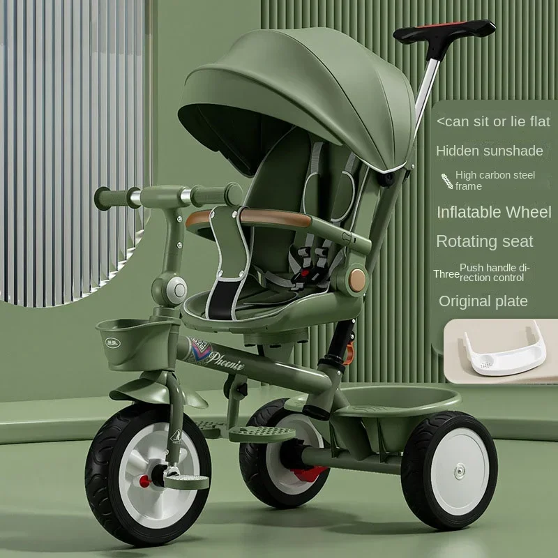 High Landscape Stroller Multifunctional Three-wheeled Pedal Can Sit and Ride Travel Stroller Three-wheeled Baby Stroller