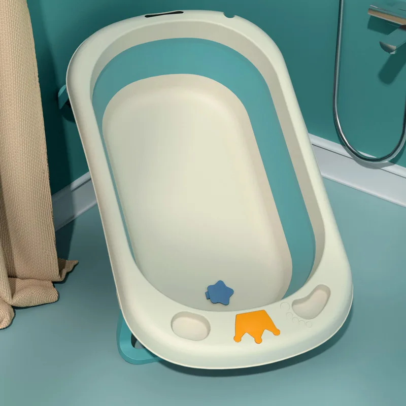 Kids Bathtub Easy Folding Baby Bath Tub Foldable Baby Shower Tubs With Non-slip Cushion Eco-friendly Newborn Bathtub Adjustable