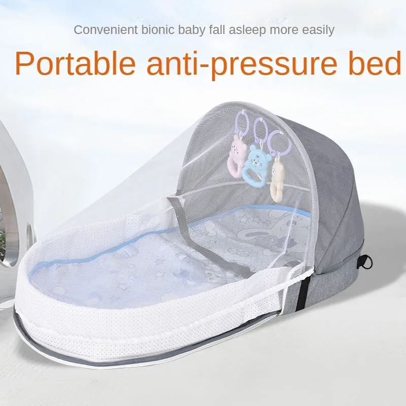 Multi-Function Travel Baby Soft Portable Baby Nest Crib Foldable Babynest Bassinet Infant Sleeping Children’s Bed with Mosquito