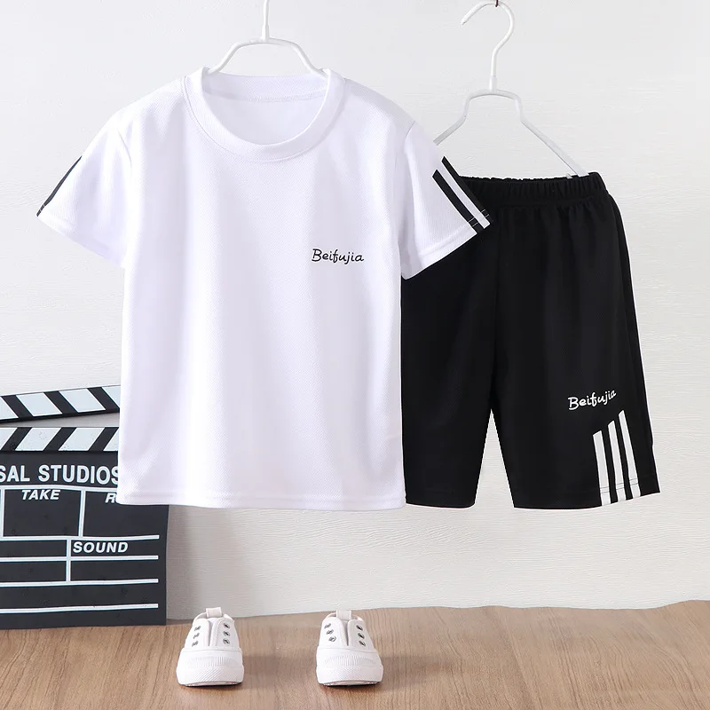 New Children T-Shirt + Short Pants Suit 2 Piece Boy Active Thin Quick-Drying Breathable Outfits Kids Boutique Fashion Tracksuit