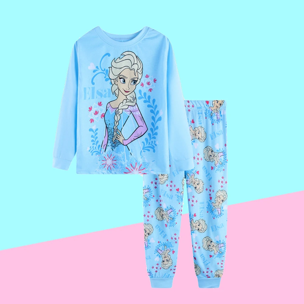 New Spring Autumn Children’s Clothing Sets girl Sleepwear Clothes Kids Pajamas Set Baby Girls Cotton Anna Elsa Cartoon Pyjamas