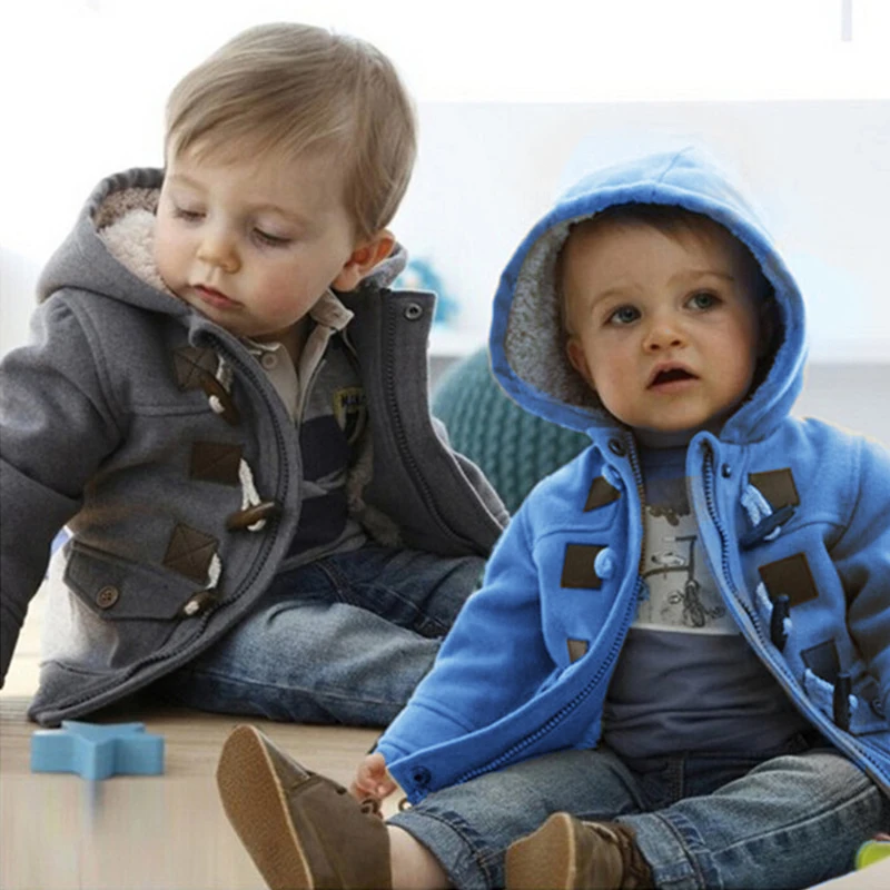 Newborn Winter Kid For Baby Boys Charm Button Warm Daily Hooded Coat Casual Clothes Outerwear Children Jacket 0 1 Years