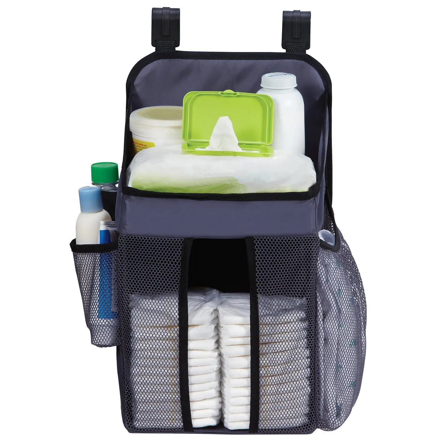 Playard Nursery Organizer &Diapers Organizer Baby Diaper Caddy Universal Fit for Hanging on All Playards Store Lotion Wet Wipe