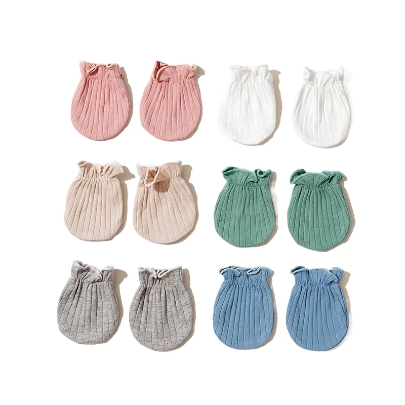 Random 3/4 Pairs Baby Cotton Soft Mitten Newborn Anti-eat Hand Anti-Grab Face Protect Glove