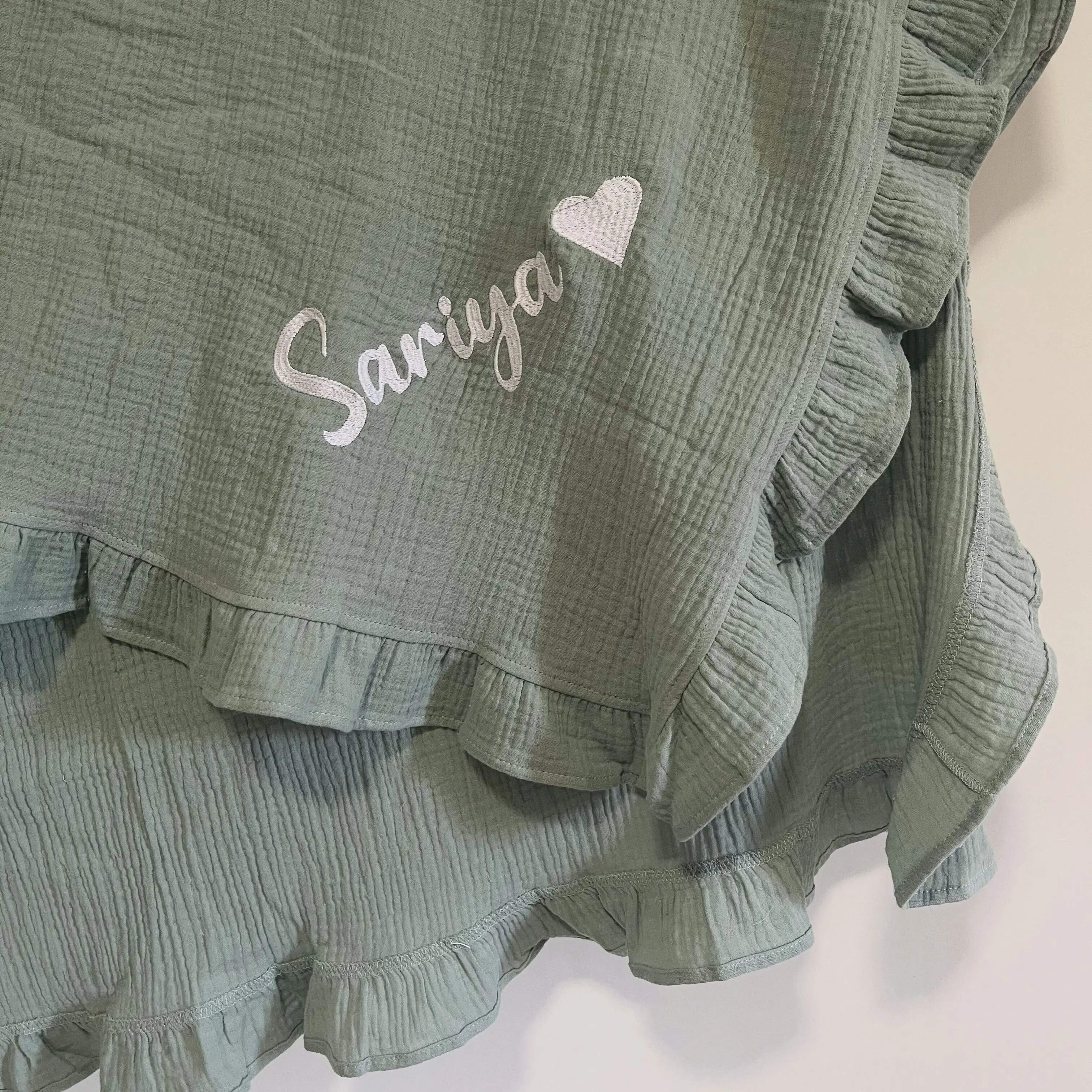 Ruffle Blanket Customize Baby Name Baby Blanket Personalized Baby Comforter Cotton Infant Blanket Swaddle Bath Towel