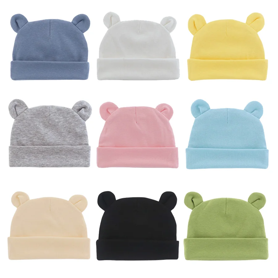 Soft Newborn Hat Baby Beanie Cotton Infant Bonnet Baby Cap for Girls Boys Kids Hats Newborn Photography Props Accessories 0-12M