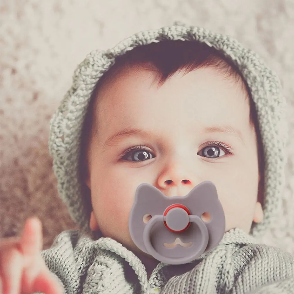 Spiral Soft Cat Shape Food Grade Non-slip Silicone Contrast Color Soother Infant Nipple Baby Pacifier Nursing Accessory