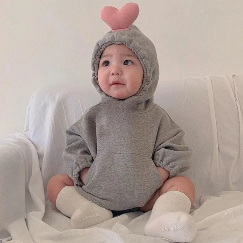 Spring Autumn Baby Girls Clothes Set Cotton Hoodie Patchwork Love Drawstring Romper Suit Skinny Pants Socks Toddler Outfits