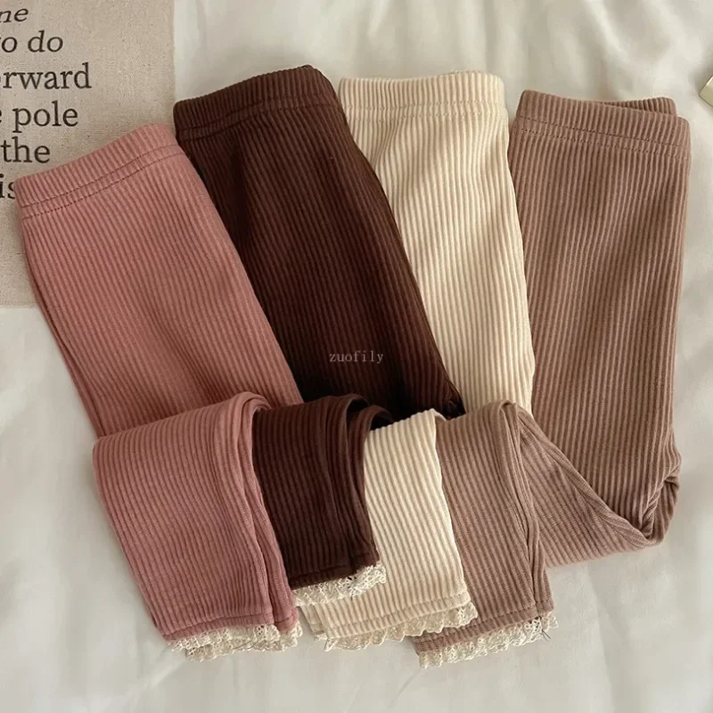 Spring Autumn Baby Pants Newborn Girls Leggings Soild Color Cotton Pants Kids Children Skinny Leggings Lace Pantyhose Clothes