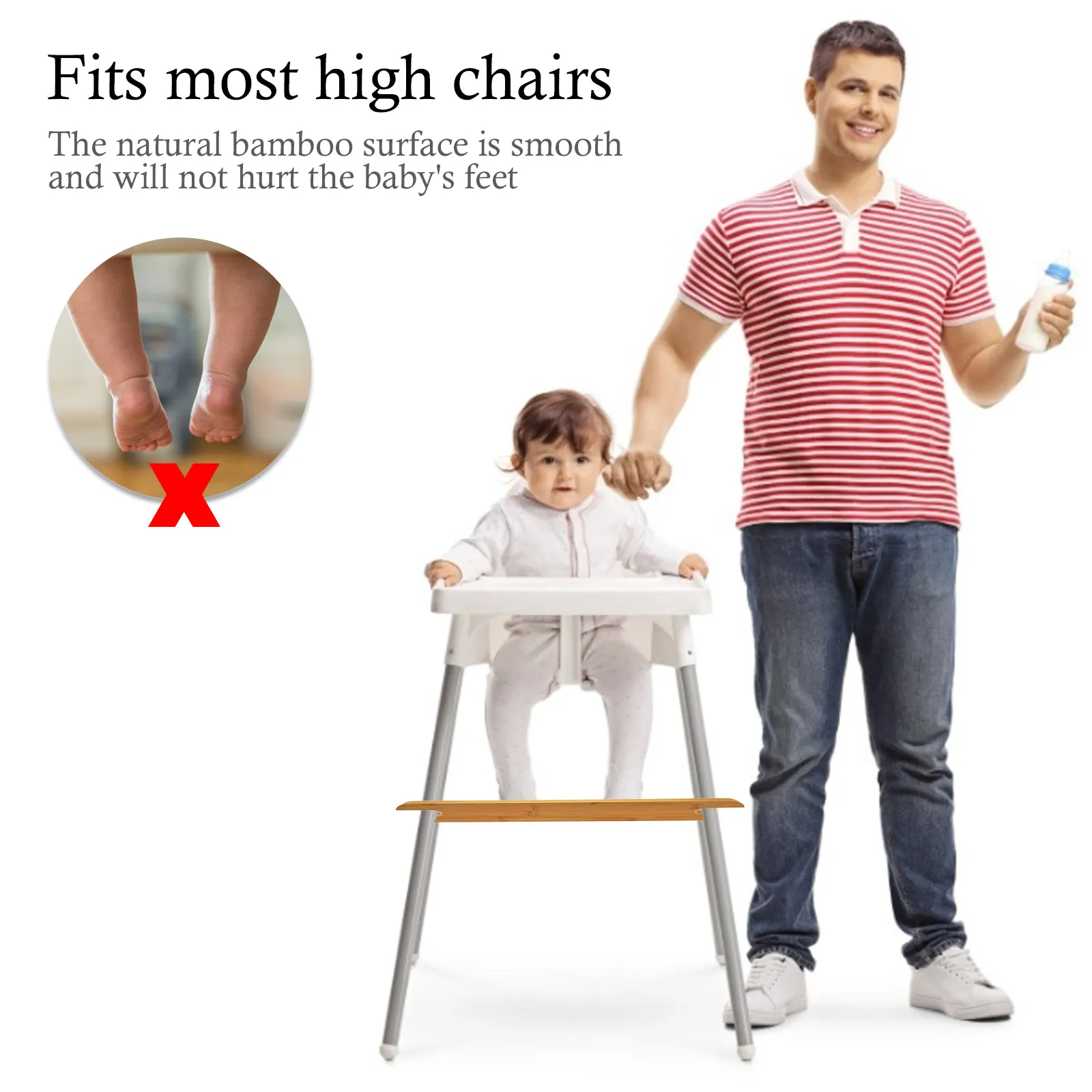 Toddler Highchair Footrest Safe Non-Slip Pedal Baby Chair Footrest Design Non-Slip Adjustable Footstool