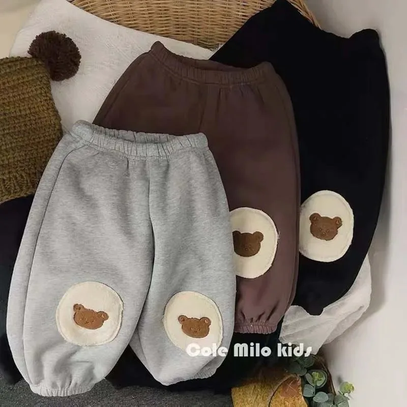 Winter Plush Baby Pants Bear Thicken Cotton Toddler Boys Girls Pants Warm Thickened Loose Casual Toddle Pants Newborn Clothes