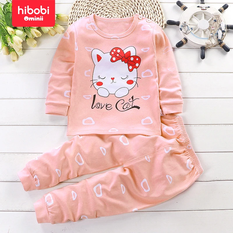hibobi 2-piece Children’s Clothing Children’s Underwear Set Baby Girl’s Autumn Clothes Long Pants Pajamas Home Clothes