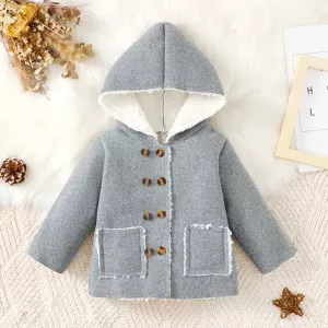 0-3Y Baby Outerwear Boys Girls Fall Winter Clothes Toddler Long Sleeve Double Breasted Hooded Coat Kids Fleece Jackets