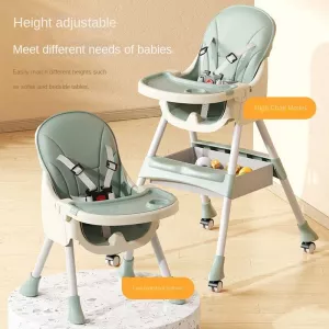 1-6Years Baby Highchair Kid Feeding Dining Chair Wheeled Dinin Chaig Tables Multi-function Height-adjust Portable Dining Chair