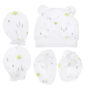 1 Set Anti-scratch Gloves Newborn Baby Hand Covers Adorable Cotton Baby Hat