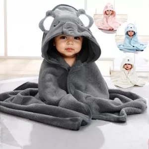 1 pack of baby bath towel cartoon plain baby blanket, bathroom supplies, polyester fiber bathrobe with strong water absorption,