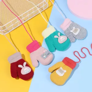 1Pair Thicken Mittens for Baby Children Mittens Winter Cute Knitted Gloves Toddler Warm Rope 1-3 Years Boy Girl Kids Gloves