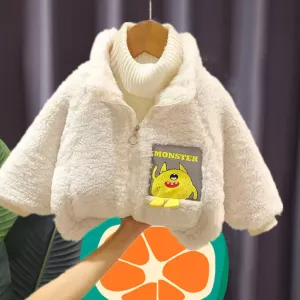 2023 Winter New Korean Version of Boys and Girls Winter Zipper Coat Hoodie Baby Coat Baby Winter Baby Girl Jacket