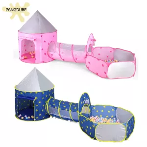 3 in 1 Kids Playpen Play Tent Castle Indoor Baby Playpen Spaceship Yurt Tunnel Tent Children Game House Ocean Ball Pool Pit