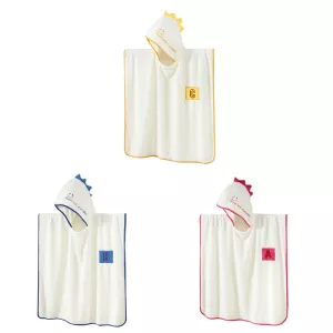Baby Bath Towel Cartoon Dinosaur Hooded Cloak Cozy Bathrobe for Toddler Boy Girl