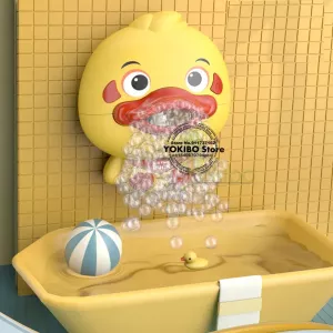 Baby Bath Toys Bubble Machine Duck Crabs Frog Music Kids Bath Toy Bathtub Automatic Bubble Maker Baby Bathroom Toy for Children