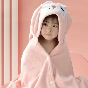 Baby Bathrobe Polyester Infant Warm Absorbent Thickened Quick-drying Hooded Cape Kids Scartoon Animal Soft Skin Bath Towel