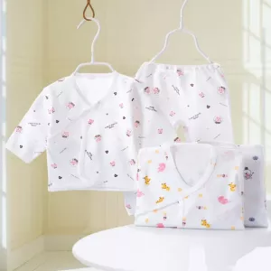 Baby Breathable Cotton Infant Toddler Pajamas Set Cute Cartoon Print Long Sleeve Home Sleepwear Underwear Set for 0-3months