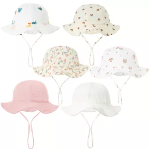 Baby Cotton Bucket Hat New Children Sunscreen Outdoor Caps Boys Girls Print Panama Hat Unisex Beach Fishing Hat For 3-12 Months