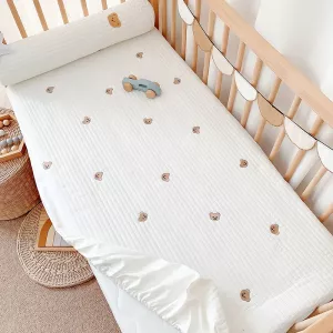 Baby Fitted Sheet Bed Crib Sheet 60x120/70x130 Cotton Quilted Newborn Boys Girls Diaper Mattress Protector Cover Bedding Set