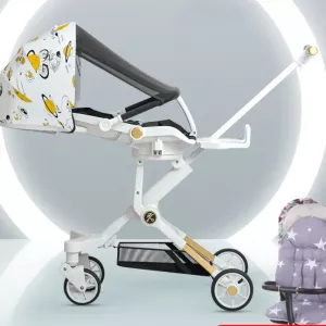 Baby Stroller Can Sit and Lie Down, Fold High View Two-way Baby Baby Walking Artifact