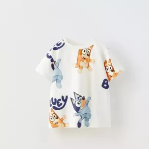 Boys Cartoon T-shirt Printing Round Neck Casual Loose Base Shirt Child Costume Fashion Cute All-match Short Sleeve Blue Tees