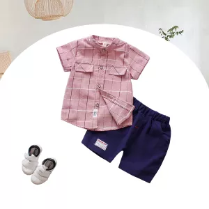 Boys set summer short sleeved shirt Korean version children's clothing baby summer casual breathable two-piece set