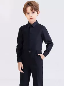 Children Boys Shirts Autumn Fashion Solid color Kids baby Shirts children Clothing Shirt white black Long sleeve 3-12Yrs